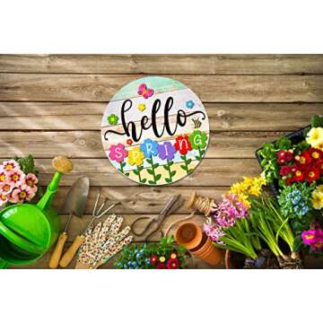 PETCEE Hello Spring Door Sign - Vibrant Spring Decor