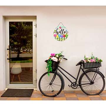 PETCEE Hello Spring Door Sign - Vibrant Spring Decor