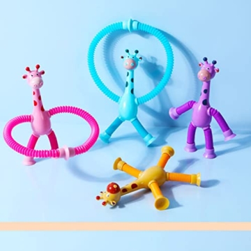 4 Pack Telescopic Suction Cup Giraffe Toy for Kids