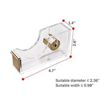 Acrylic Gold Tape Dispenser,Clear Acrylic Desk Dispenser Kit , Modern Design Office Desktop Tape Dispense