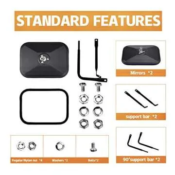 JUSTTOP Jeep Mirrors for Wrangler - Easy Install & Secure Fit