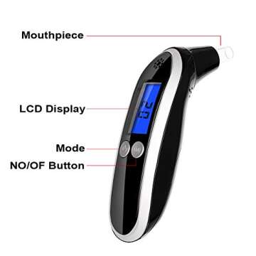 Ketosis Breath Meter, Professional Digital Keto Breath Tester for kKetosis with 10 Mouthpieces(Black)