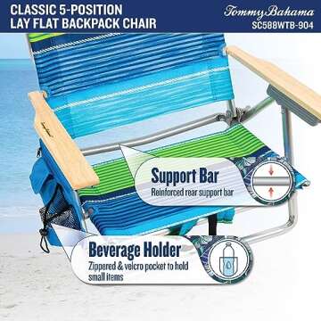 Tommy Bahama Beach Chairs with Cooler and Towel Bar