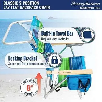 Tommy Bahama Beach Chairs with Cooler and Towel Bar