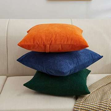 MERNETTE Pack of 2, Thick Chenille Decorative Square Throw Pillow Cover Cushion Covers Pillowcase, Home Decor Decorations for Sofa Couch Bed Chair 20x20 Inch/50x50 cm (Dark Green)