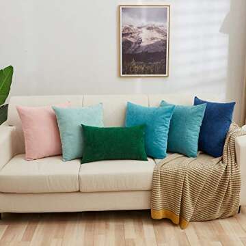 MERNETTE Pack of 2, Thick Chenille Decorative Square Throw Pillow Cover Cushion Covers Pillowcase, Home Decor Decorations for Sofa Couch Bed Chair 20x20 Inch/50x50 cm (Dark Green)