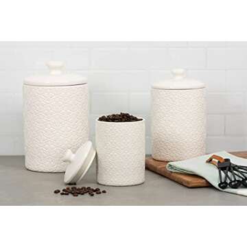 10 Strawberry Street Kitchen Canister, 3 Piece Set, Hampton White