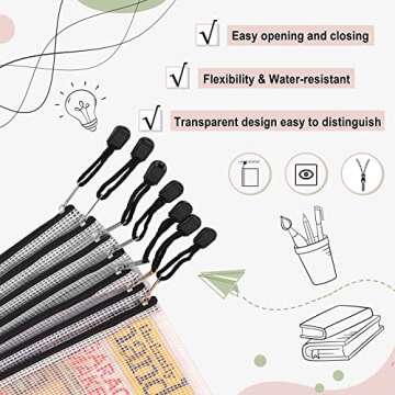 EOOUT 20pc Black Waterproof Mesh Zipper Pouch Set