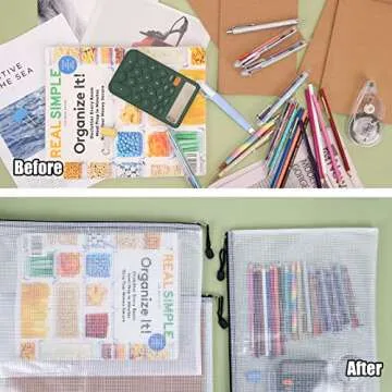 EOOUT 20pc Black Waterproof Mesh Zipper Pouch Set