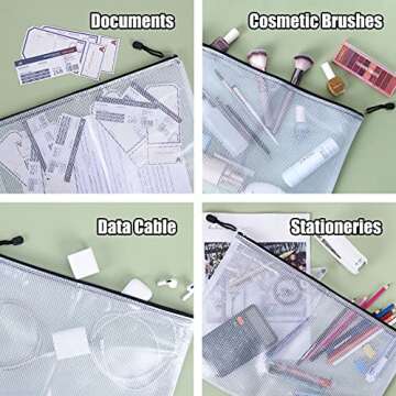 EOOUT 20pc Black Waterproof Mesh Zipper Pouch Set