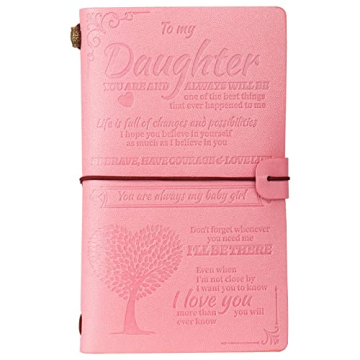 JANARARY To My Daughter Gift Leather Journal Notebook from Mom or Dad, 140 Pages Writing Journal for...