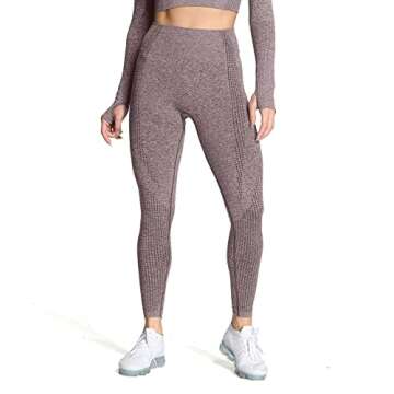 Aoxjox Women's High Waist Workout Gym Vital Seamless Leggings Yoga Pants 24'' (Coffee Marl, Medium)