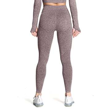 Aoxjox Women's High Waist Workout Gym Vital Seamless Leggings Yoga Pants 24'' (Coffee Marl, Medium)