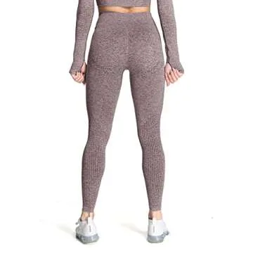 Aoxjox Women's High Waist Workout Gym Vital Seamless Leggings Yoga Pants 24'' (Coffee Marl, Medium)