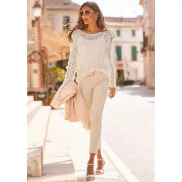 LASCANA Light Knit Sweater Long Sleeves Ideal for Beach