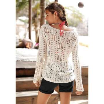 LASCANA Light Knit Sweater Long Sleeves Ideal for Beach