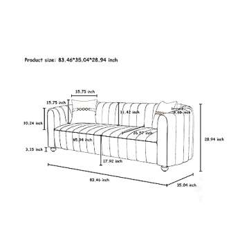 Kadway Mid-Century Modern Sofa for Living Room, 84" Pink Luxury Velvet Loveseat Sofa Couch Sectional...