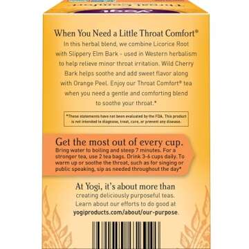 Yogi Tea - Throat Comfort (6 Pack) - Soothes the Throat with Wild Cherry Bark, Licorice Root, Mullei...