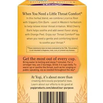 Yogi Tea - Throat Comfort (6 Pack) - Soothes the Throat with Wild Cherry Bark, Licorice Root, Mullei...