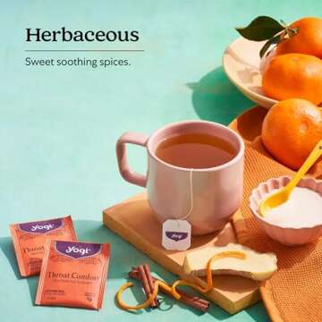Yogi Tea - Throat Comfort (6 Pack) - Soothes the Throat with Wild Cherry Bark, Licorice Root, Mullein, and Ginger - Caffeine Free - 96 Organic Herbal Tea Bags