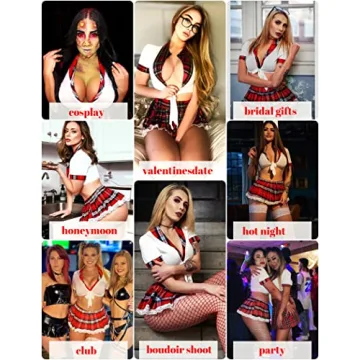 ADOME Sexy Lingerie Set Lace Tie Top & Skirt for Women