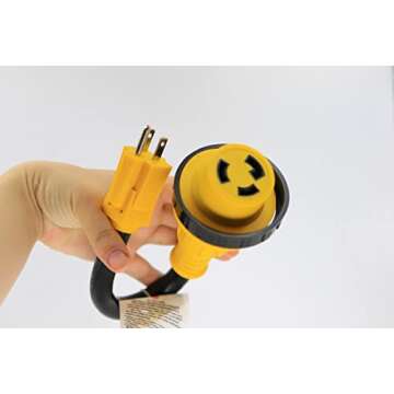 RV 30 Amp to 110V Power Adapter with Twist Lock Connector for 30A RV Camper Trailer,NEMA 5-15P to L5...