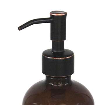 2 Pack Thick Amber Glass Pint Jar Soap Dispenser with Oil Rubbed Bronze Stainless Steel Pump, 16ounc...
