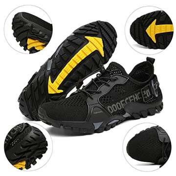 TANGYUGEN Water Shoes Men Women Outdoor Hiking Shoes Quick Drying Beach Aqua Shoes for Water Sport Diving Sailing Swim Travel Trailing Trekking Walking Climbing Sneakers Black
