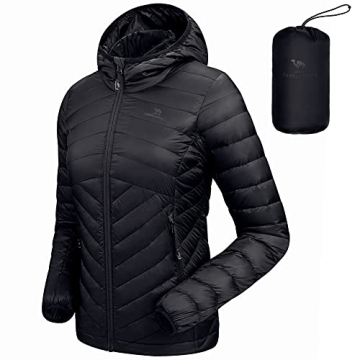 CAMEL CROWN Women's Lightweight Hooded Down Jacket - Stylish & Warm Packable Puffer Coats