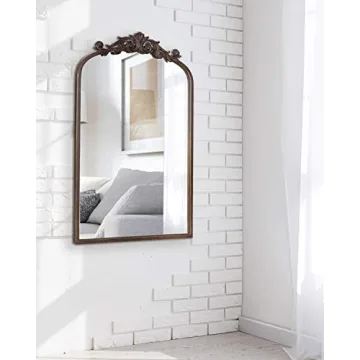 Kate and Laurel Arendahl Traditional Arch Mirror, 19 x 30.75, Antique Bronze, Baroque Inspired Wall Decor