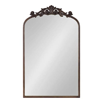 Kate and Laurel Arendahl Traditional Arch Mirror, 19 x 30.75, Antique Bronze, Baroque Inspired Wall Decor