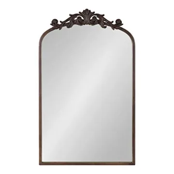 Kate and Laurel Arendahl Traditional Arch Mirror, 19 x 30.75, Antique Bronze, Baroque Inspired Wall Decor