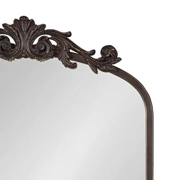 Kate and Laurel Arendahl Traditional Arch Mirror, 19 x 30.75, Antique Bronze, Baroque Inspired Wall Decor