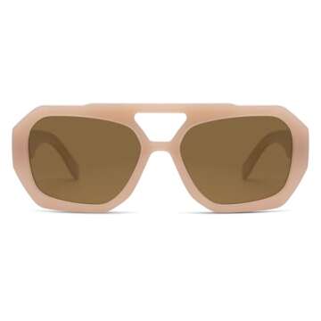 SOJOS Trendy Aviator Sunglasses for Womens Mens Polarized,Hexagonal Square Shades Double Bridge Designer Inspired UV400 Sun Glasses SJ2288