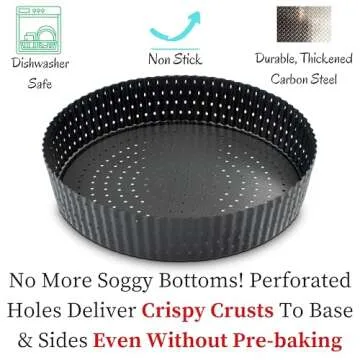 Jean Lemond: Why Holes: For The Crispiest Crusts. King Crispy's Deep Pie, Tart & Quiche Pan. A Non-Stick, Removable Bottom, Dishwasher Safe, Perforated Pie Pan Baking Plate Dish. (9 inch x 2 Deep)