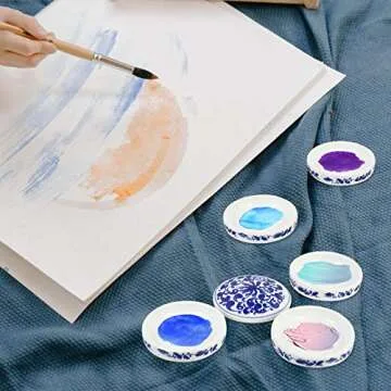 ARTIBETTER Ceramic Chinese Painting 5- Layer Porcelain Stackable Paint Palette Paint Mixing Trays Watercolor Paint Palette Container Dish for Gouache Small Jewelry Storage