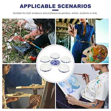 ARTIBETTER Ceramic Chinese Painting 5- Layer Porcelain Stackable Paint Palette Paint Mixing Trays Watercolor Paint Palette Container Dish for Gouache Small Jewelry Storage