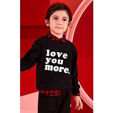 Little Hand Love You More Toddler Boys Valentine's Day Sweatshirt Pullover Long Sleeve Shirts 6 Years