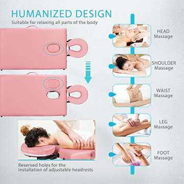 VIVOHOME Portable Massage Table Therapy Bed with Carrying Bag for Spa Salon Clinic, Pink