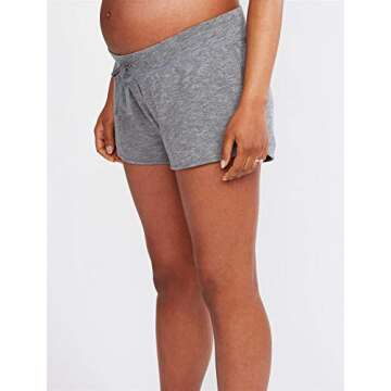 Motherhood Maternity Women's Maternity French Terry Underbelly Short, Heather Grey, Extra Large