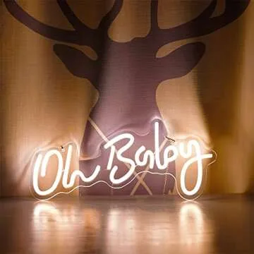 Neon Sign Oh Baby Warm White Neon Sign for Wall Decor Neon Lights Sign Gift Oh Baby Word LED Neon for Nursery Bedroom Game Room Club Bar Wedding Party Decoration
