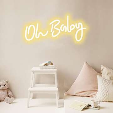 Neon Sign Oh Baby Warm White Neon Sign for Wall Decor Neon Lights Sign Gift Oh Baby Word LED Neon for Nursery Bedroom Game Room Club Bar Wedding Party Decoration