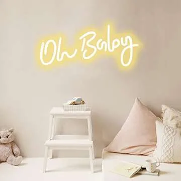 Neon Sign Oh Baby Warm White Neon Sign for Wall Decor Neon Lights Sign Gift Oh Baby Word LED Neon for Nursery Bedroom Game Room Club Bar Wedding Party Decoration