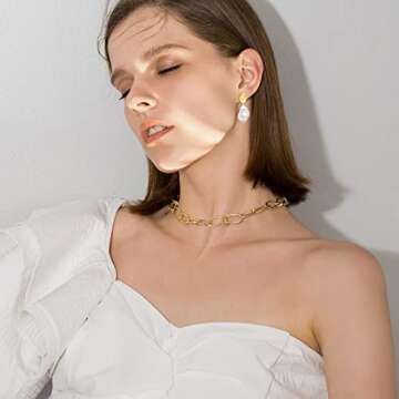 KITTYOUTH Pearl Drop Earrings Elegant Gold Plated Dangle Earrings Vintage Pearl Earrings for Women