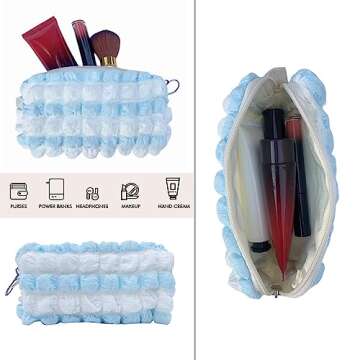 Docutca Quilted Puffer Tote Bag for Women Bubble Cloud Tote Bag with Zipper Lightweight Padded Shoulder Bag with Cute Small Makeup Bag for Purse Gift for Women