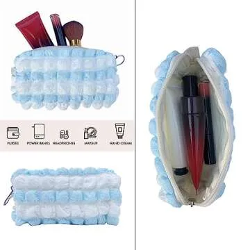 Docutca Quilted Puffer Tote Bag for Women Bubble Cloud Tote Bag with Zipper Lightweight Padded Shoulder Bag with Cute Small Makeup Bag for Purse Gift for Women