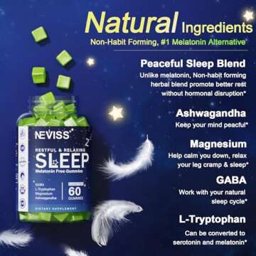 NEVISS Melatonin Free Sleep Aid Gummies for Adults