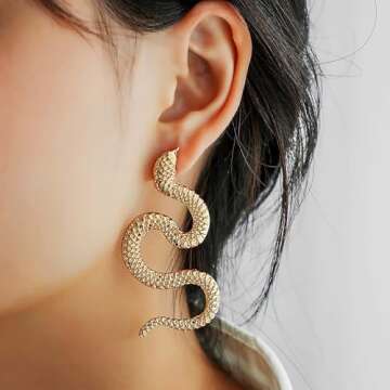 Olbye Snake Studs Earrings Gold Long Dangle Serpent Earrings Minimalist Earrings Special Jewelry for...