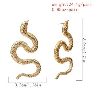 Olbye Gold Serpent Dangle Earrings for Women