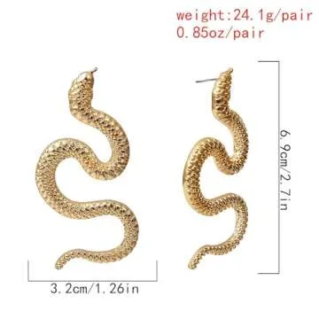 Olbye Gold Serpent Dangle Earrings for Women